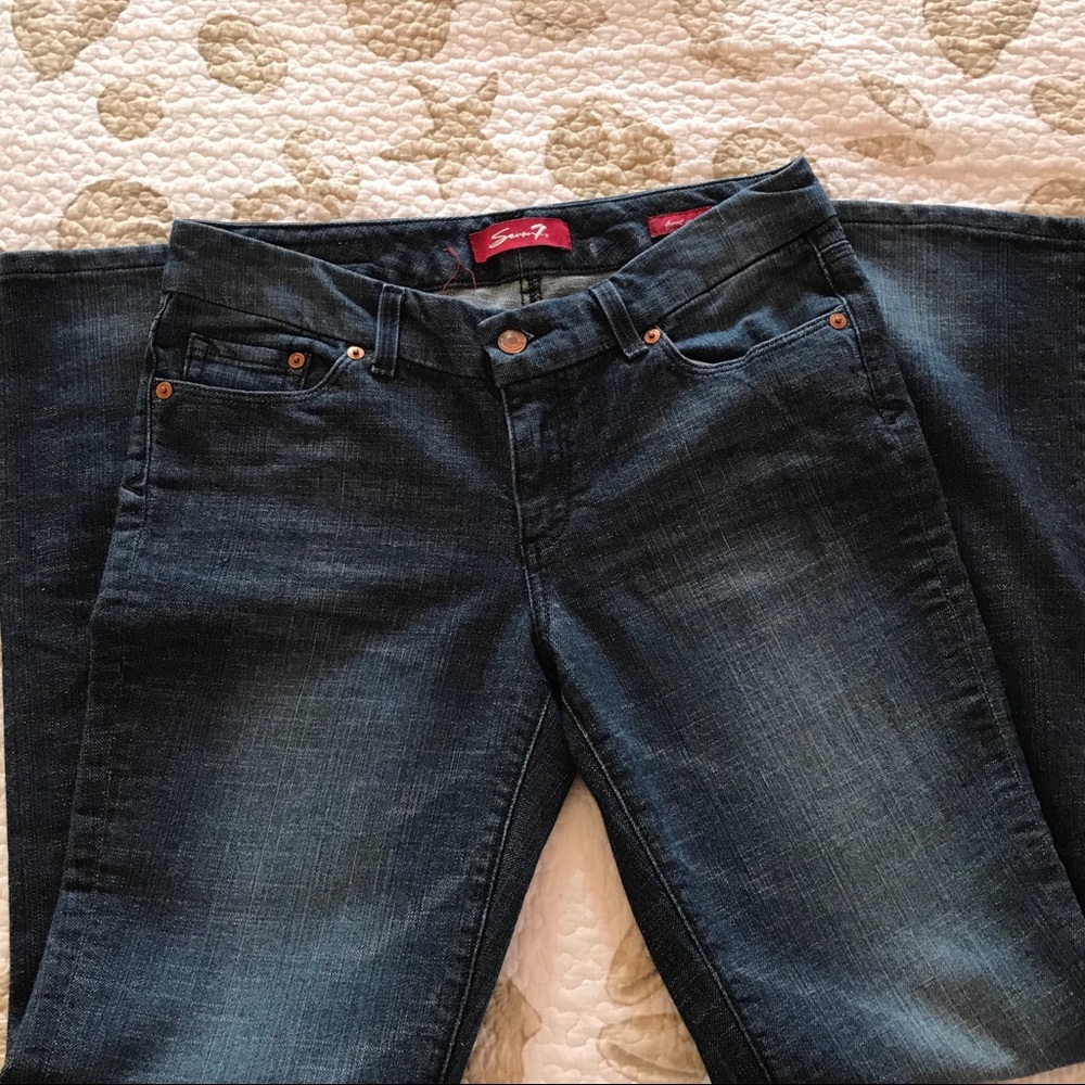 NEW SEVEN  PREMIUM DENIM BRAND BLUE STRETCH JEANS BOOT CUT SIZE 6